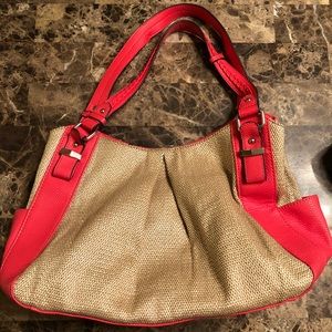 NWOT Apt 9 purse. Straw tote with orange accents.